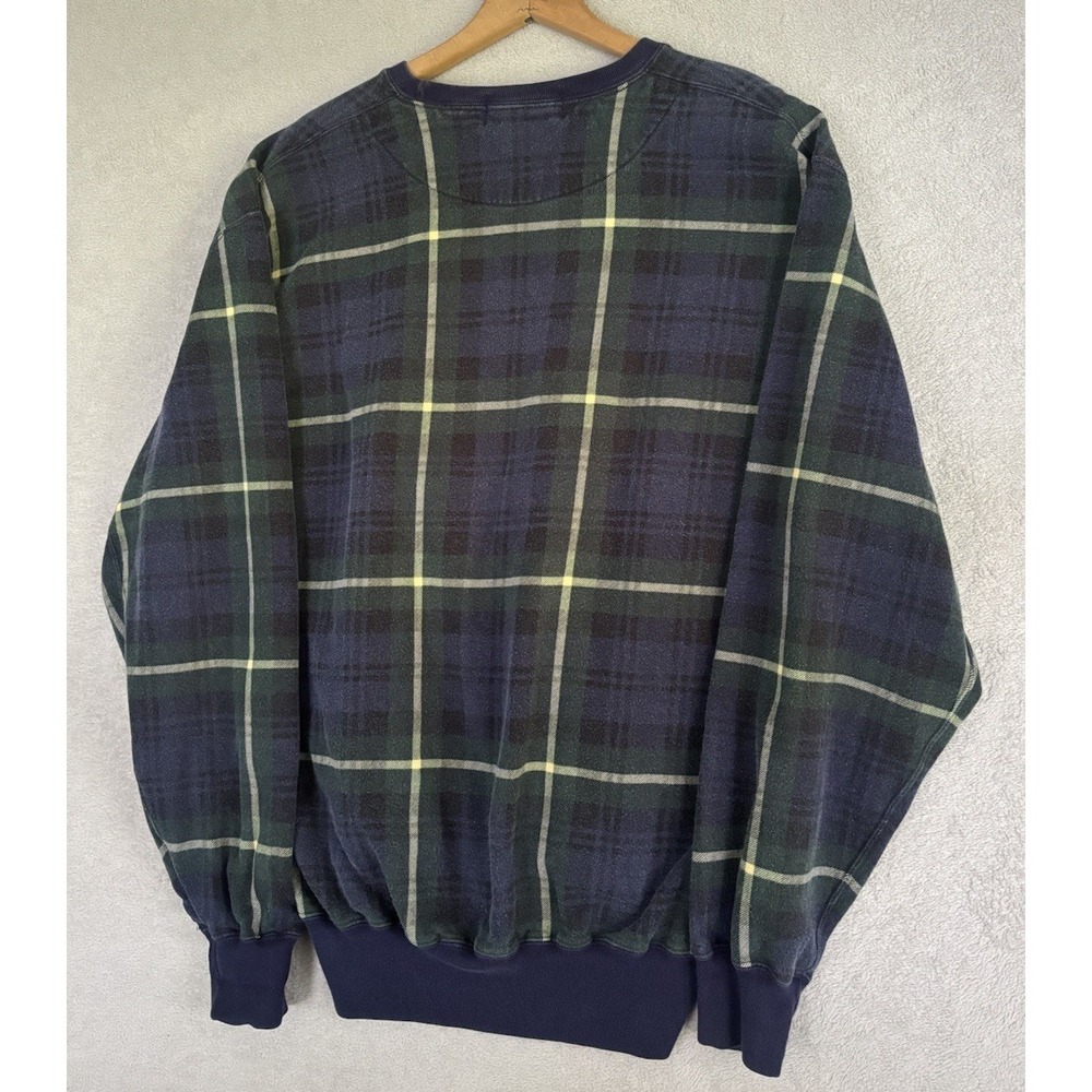Vintage Polo Sport Ralph Lauren Men M Tartan Plaid Crewneck Sweatshirt USA Flag - Picture 4 of 7
